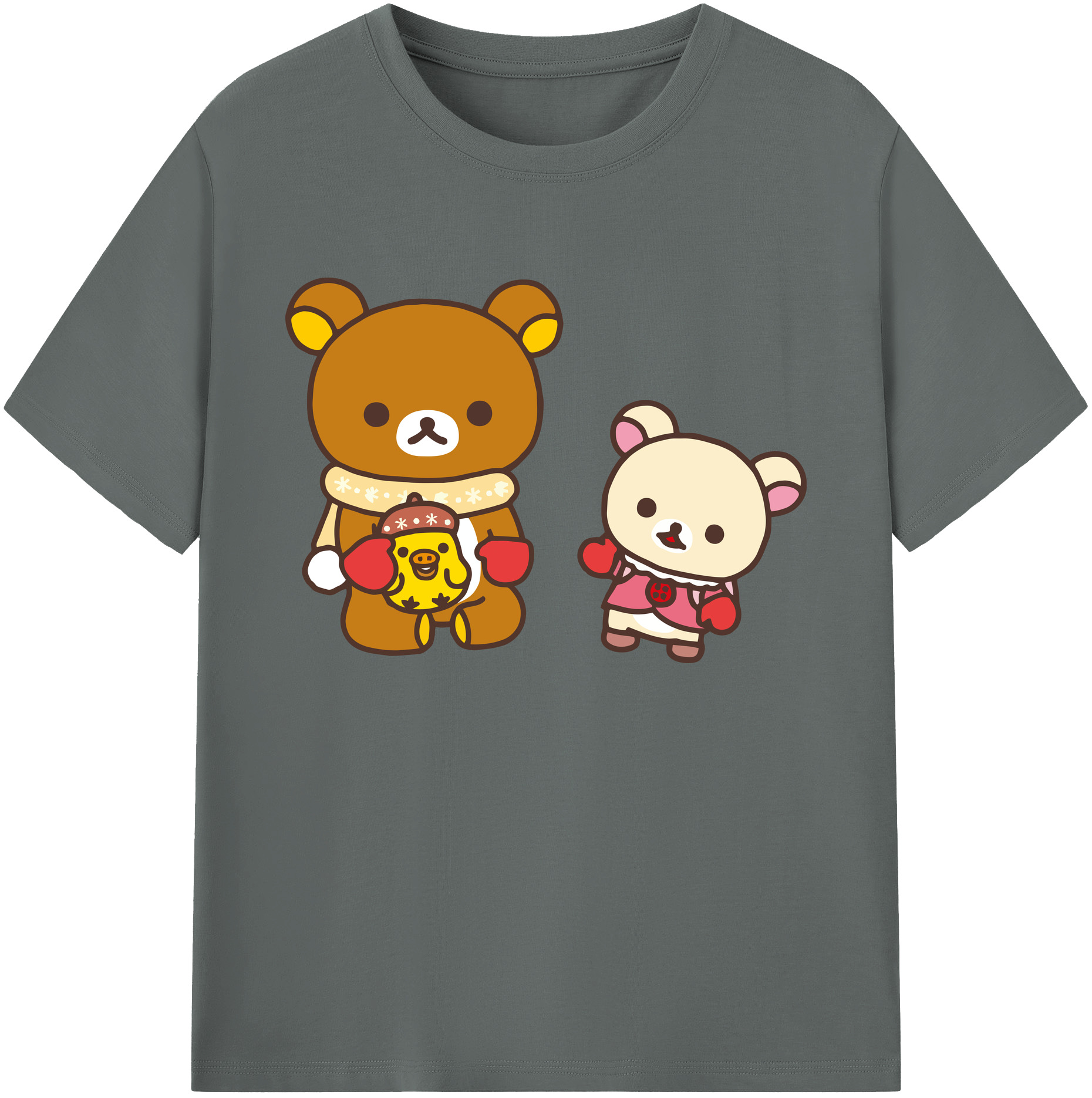 （画像用） リラックマ リラックマ キイロイトリ Rilakkuma Korilakkuma Kiiroitori 綿100％ メンズ半袖Tシャツ｜肌触りやわらか＆通気性